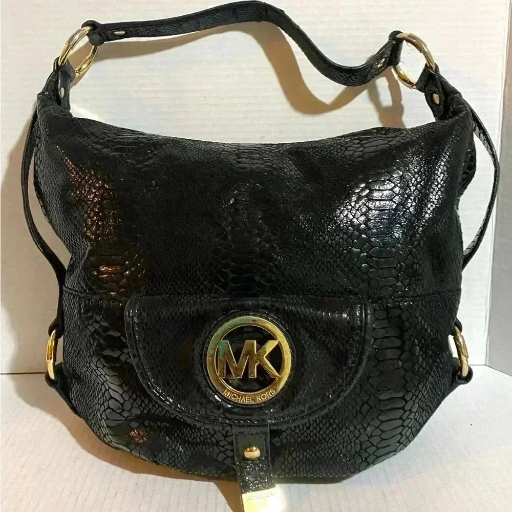 Michael kors snakeskin leather snakeskin embossed satchel handbag